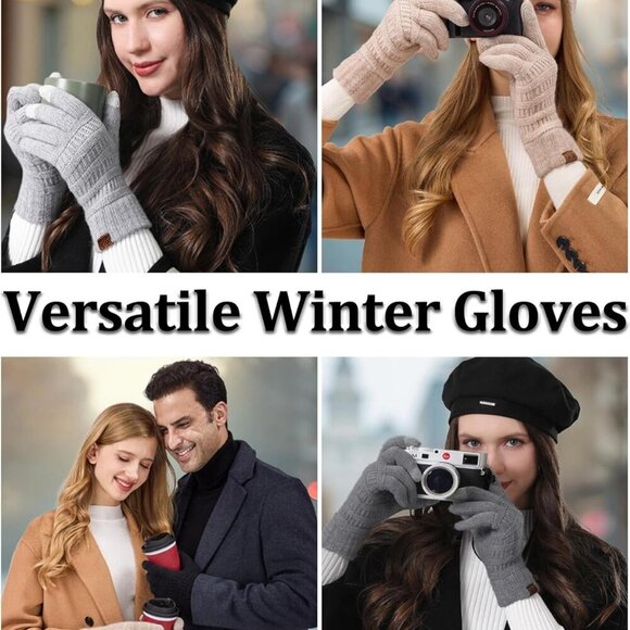 Winter Gloves Women Touch Screen Warm Knit Fleece Lining Elastic Cozy - Picture 6 of 6